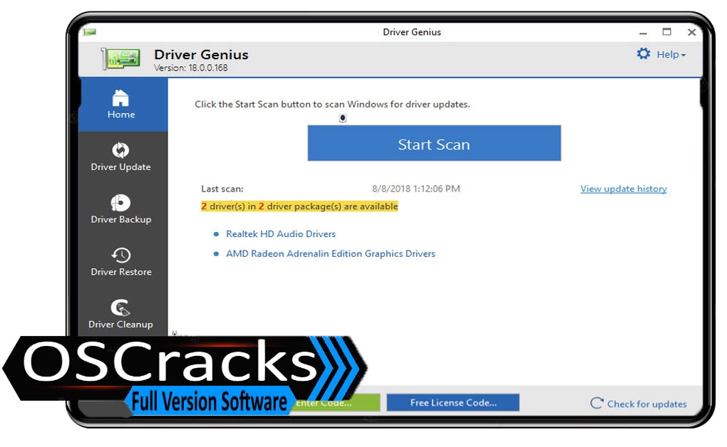 Interface of Driver-Genius-Pro-Crack