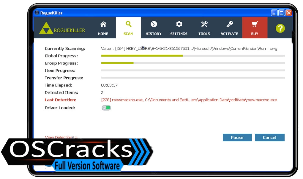 Interface of Roguekiller-Crack