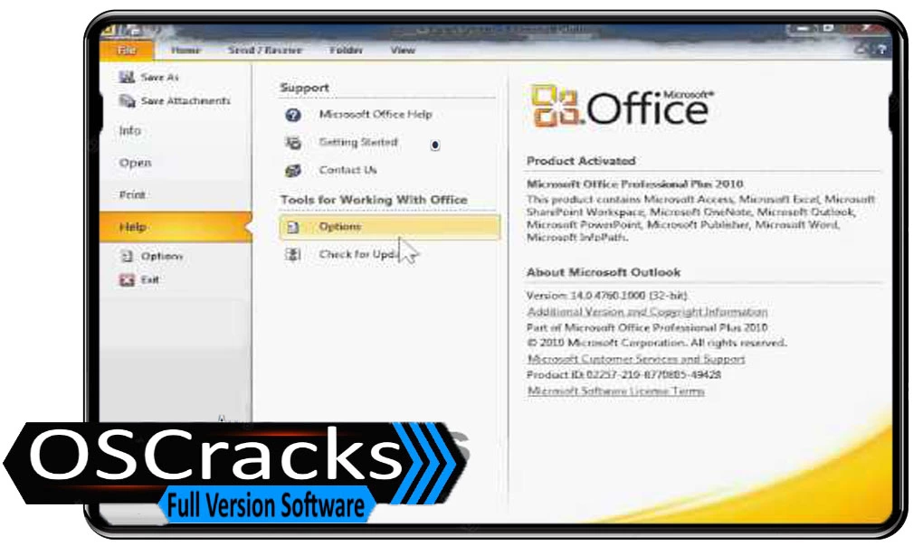 Interface of microsoft-office-2010